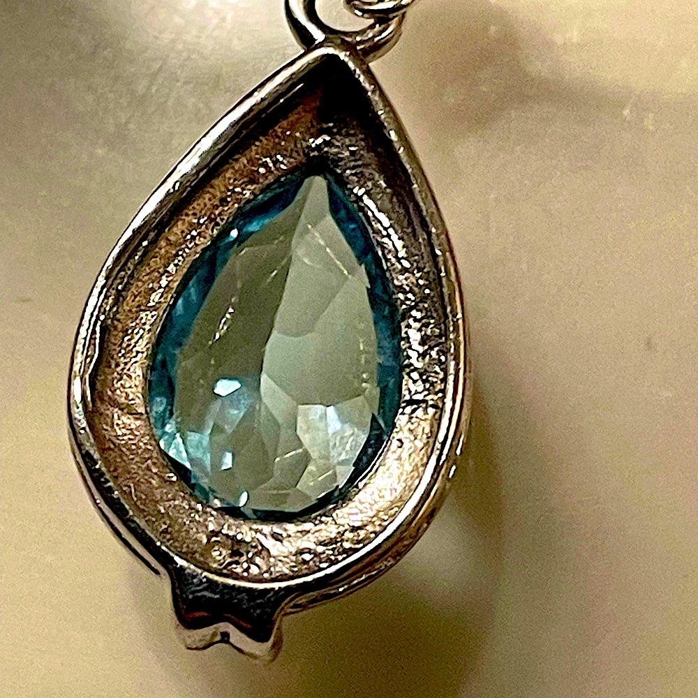 Sterling Silver Large Genuine Blue Topaz Lever Back Earrings - Picture 2 of 4